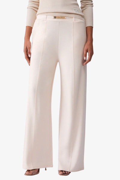 liu jo Pantaloni Larghi Con Dettagli Oro E Spacchetti Beige Donna