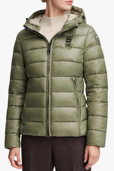 blauer Piumino Full Zip Con Cappuccio In Ovatta Termica Caroll Verde Donna