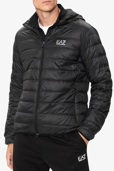 emporio armani ea7 Piumino Full Zip Con Cappuccio Packable Core Identity Nero Uomo