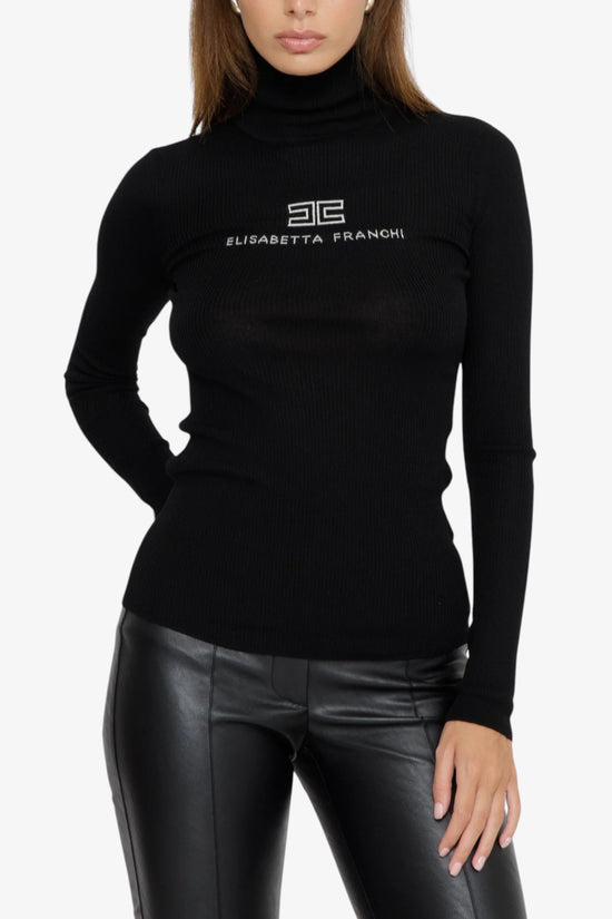  Dolcevita Maglione A Costine Con Logo-elisabetta franchi-Nero-Special_-Mk18b66e2 685-1  