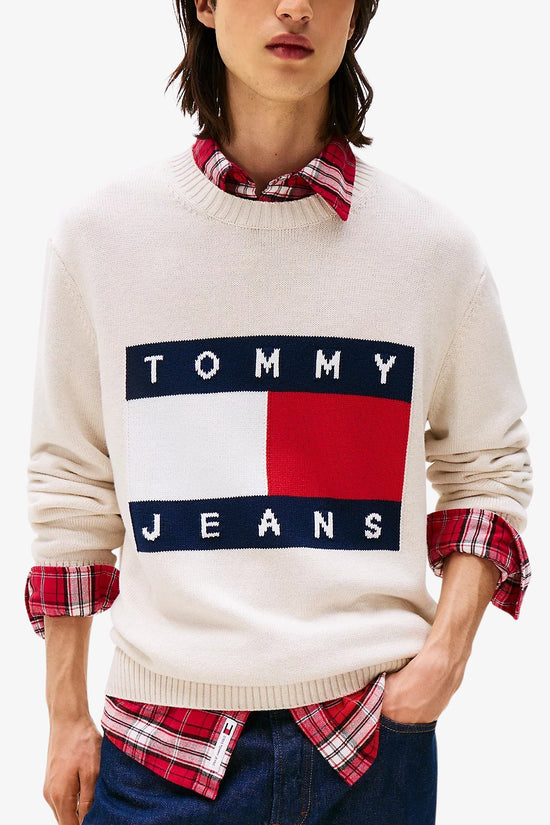  Maglione Girocollo Mélange Con Bandiera A Intarsio tommy jeans 
