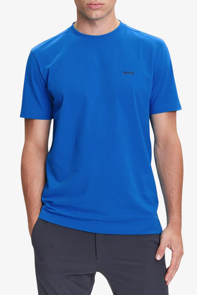 boss T-Shirt Maniche Corte Elasticizzata Piccolo Logo Gommato Blu Uomo, foto 1