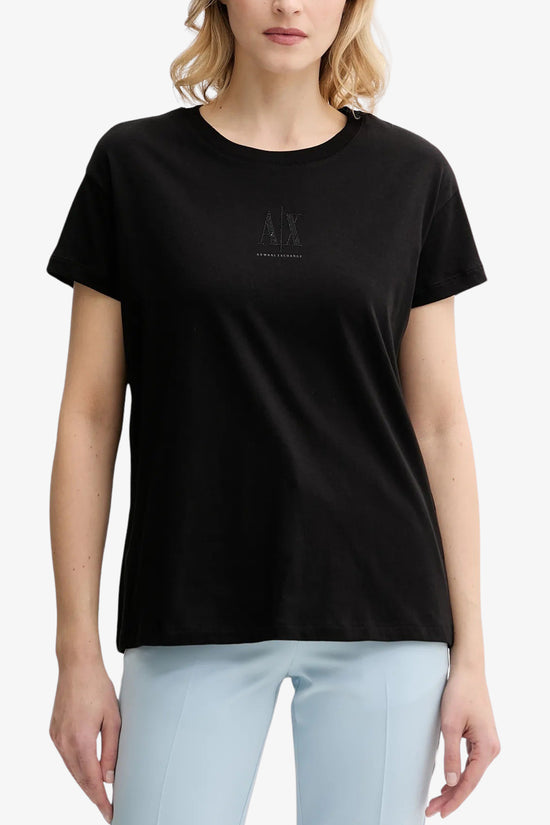  T-Shirt Maniche Corte Logo Icon Con Strass armani exchange 