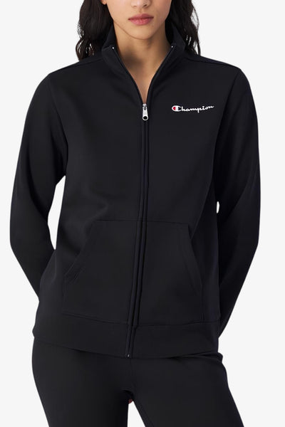 champion Felpa Full Zip Logo Piccolo Ricamato Nero Donna