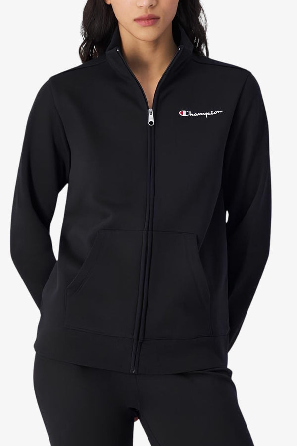 champion Felpa Full Zip Logo Piccolo Ricamato Nero Donna, foto 1