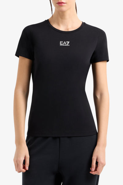 emporio armani ea7 T-Shirt Maniche Corte Logo Series Stretch Nero Donna, foto 1