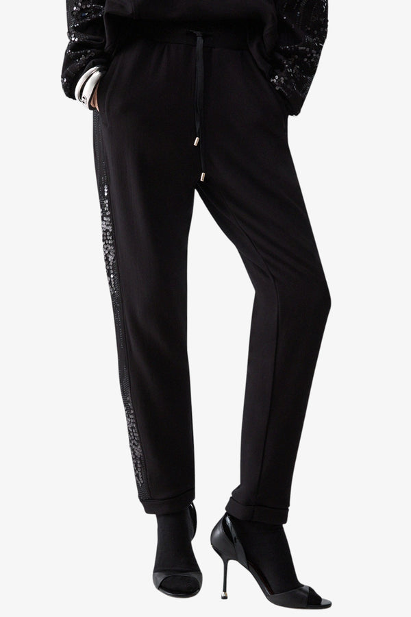 liu jo Pantaloni Con Bande In Paillettes Nero Donna, foto 1