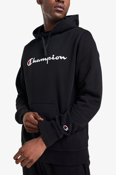 champion Felpa Con Cappuccio Big Logo Ricamato Nero Uomo