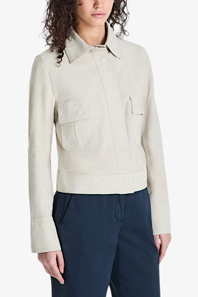 peuterey Giacca Corta In Pelle Scamosciata Era Suede 02 Beige Donna