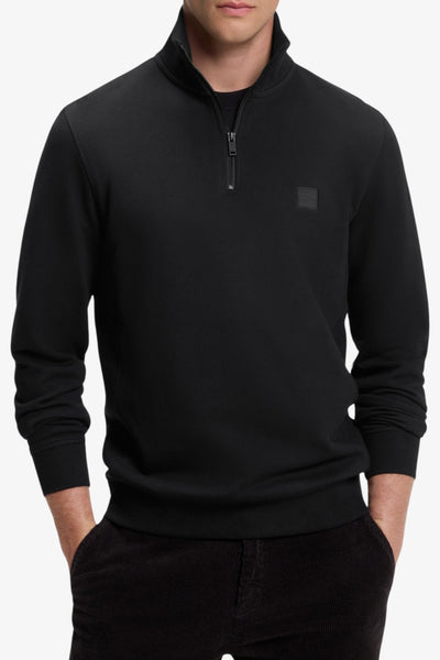 boss Felpa 1/2 Zip Con Toppa Logo Nero Uomo