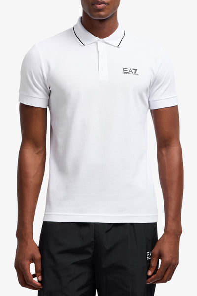 emporio armani ea7 Polo Maniche Corte Core Identity In Piquet Stretch Bianco Uomo, foto 1