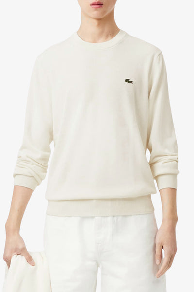 lacoste Maglione Girocollo Logo Piccolo Ricamato Bianco Uomo, foto 1