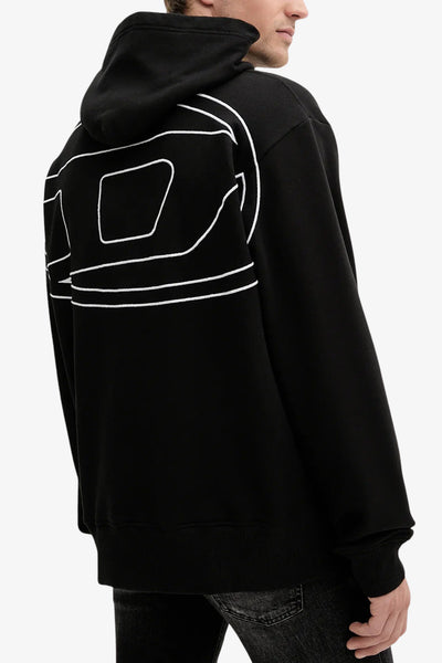 diesel Felpa Con Cappuccio D Logo Megoval Sul Retro Nero Uomo