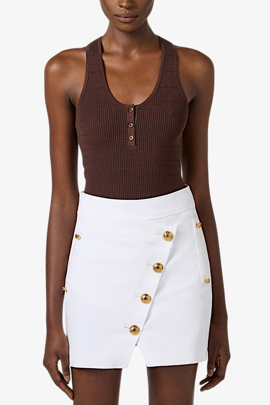  Canotta In Maglia A Micro Trecce Con Bottoni E Dettagli Oro elisabetta franchi 