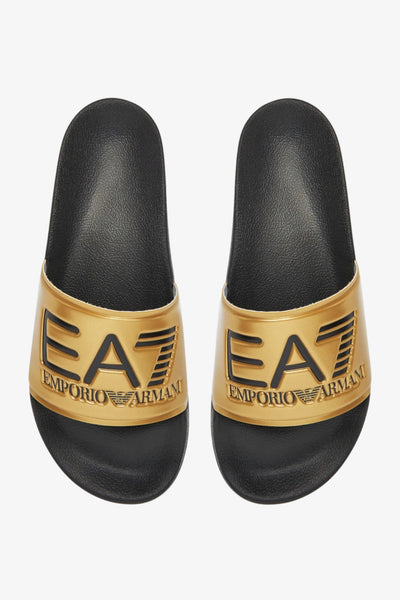 emporio armani ea7 Ciabatte Con Fascia E Big Logo Oro Donna, foto 1