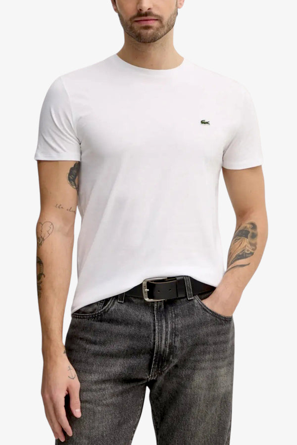 lacoste T-Shirt Maniche Corte In Cotone Pima Bianco Uomo, foto 1