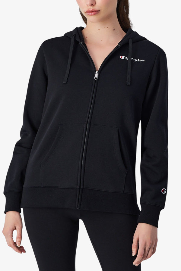 champion Felpa Full Zip Con Cappuccio Logo Piccolo Ricamato Nero Donna, foto 1