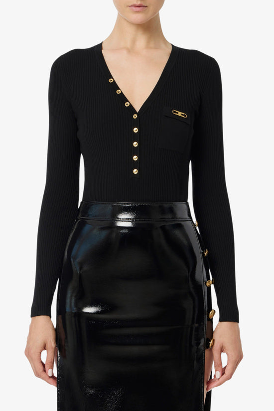  Maglione Scollo A V A Costine Con Taschino elisabetta franchi 