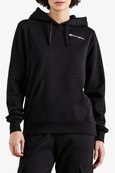 champion Felpa Con Cappuccio Logo Piccolo Ricamato Nero Donna