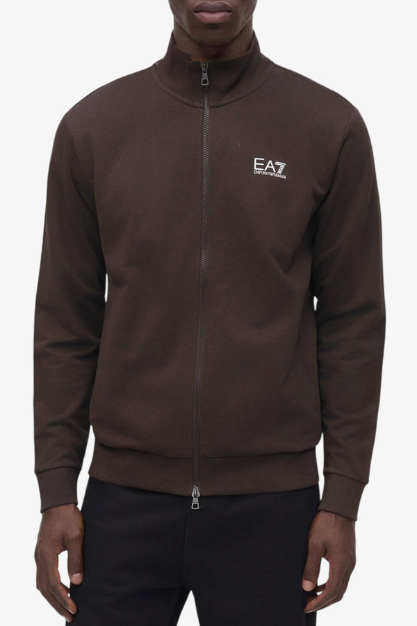 emporio armani ea7 Felpa Full Zip Core Identity Marrone Uomo, foto 1