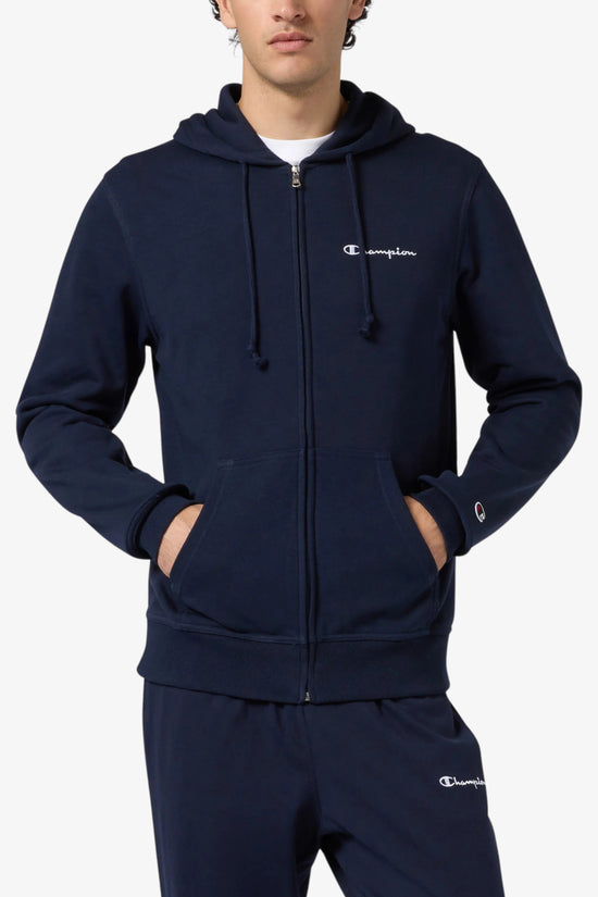  Felpa Full Zip Con Cappuccio Logo Piccolo Ricamato champion 