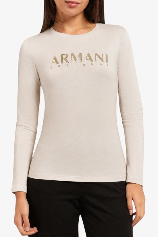  T-Shirt Maniche Lunghe Con Logo Metallizzato armani exchange 