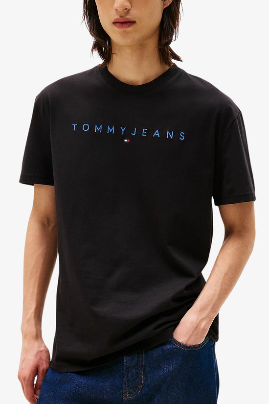  T-Shirt Maniche Corte Logo Lineare Ricamato tommy jeans 