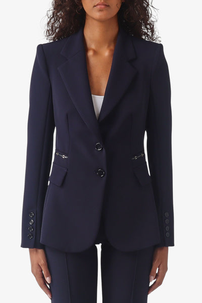 elisabetta franchi Giacca In Doppio Crepe Stretch Blu Donna