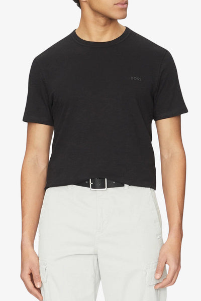 boss T-Shirt Maniche Corte In Cotone Fiammato Tegood Nero Uomo