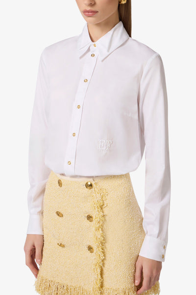 elisabetta franchi Camicia Maniche Lunghe Con Doppio Colletto E Ricamo Bianco Donna