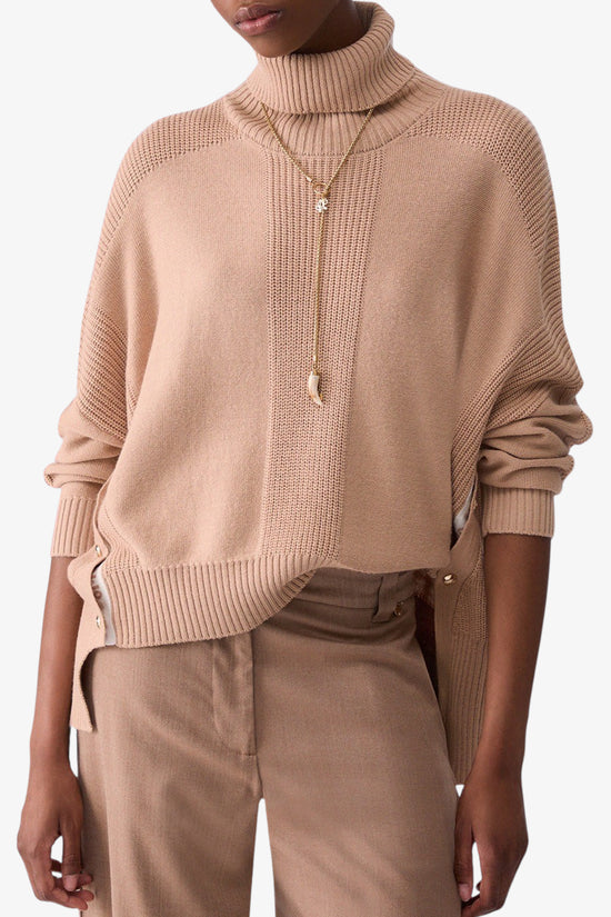  Dolcevita Maglione In Misto Lana Con Bottoni-liu jo-Beige-Special_-Tf6154 ma22s d3046-1  
