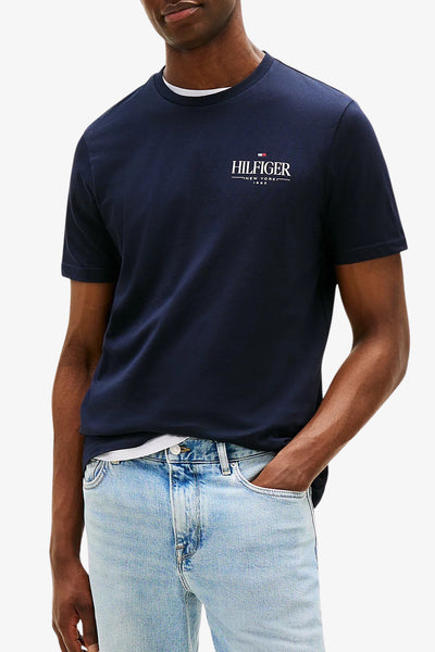 tommy hilfiger T-Shirt Maniche Corte Logo New York Blu Uomo, foto 1