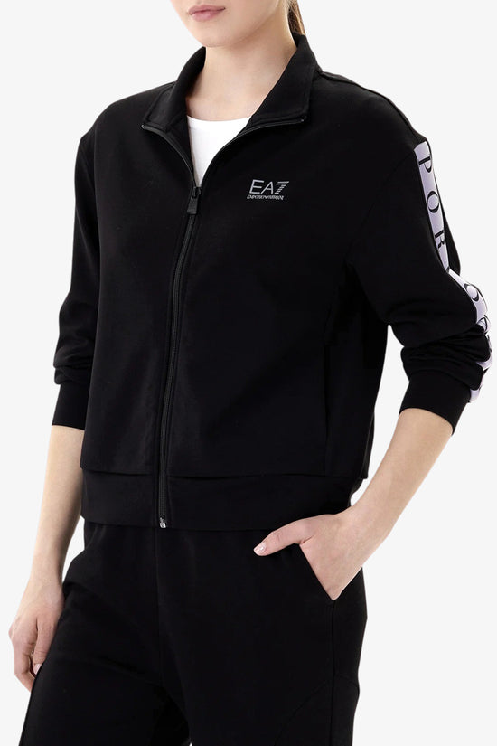  Felpa Full Zip Dynamic Athlete In Tessuto Tecnico Natural VENTUS7 Con Bande Logo-emporio armani ea7-Nero-Special_-7w001152 af12501 uc001-1  