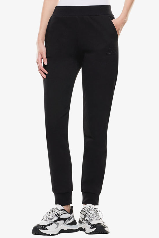  Pantaloni Logo Series Tono Su Tono Con Strass emporio armani ea7 