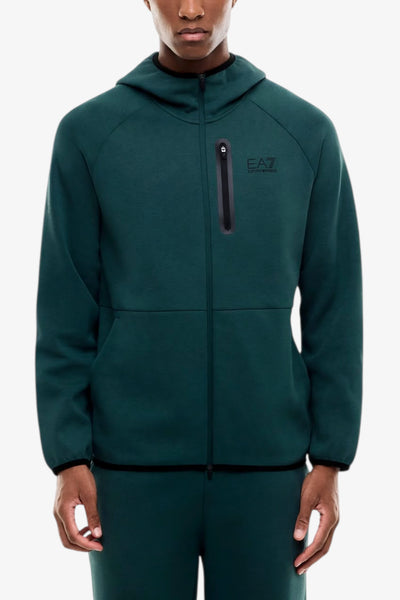 emporio armani ea7 Felpa Full Zip Con Cappuccio Natural Ventus 7 Verde Uomo