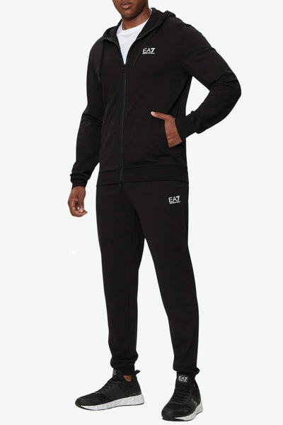 emporio armani ea7 Tuta Full Zip Con Cappuccio Core Identity Nero Uomo, foto 1