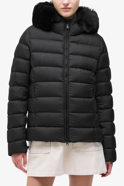 colmar Piumino Full Zip Con Cappuccio In Pelliccia Sintetica Nero Donna