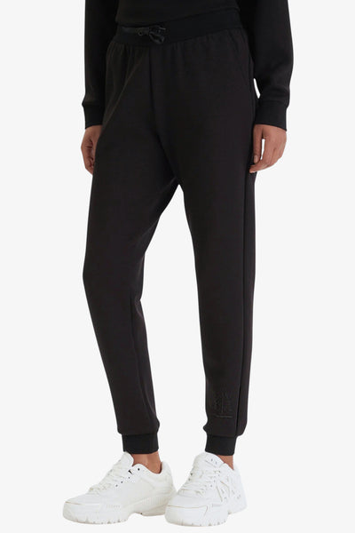 armani exchange Pantaloni Icon In Scuba Di Viscosa Con Logo Glitter Nero Donna