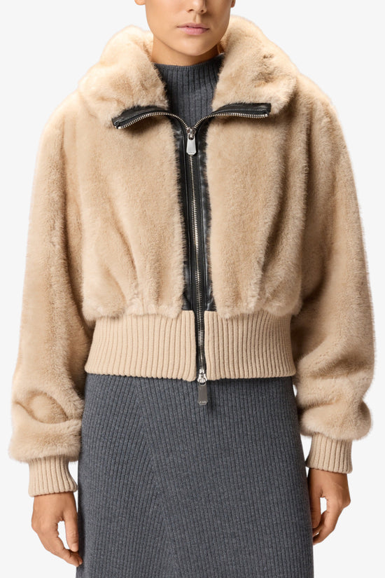  Giacca Bomber Full Zip In Eco Pelliccia pinko 