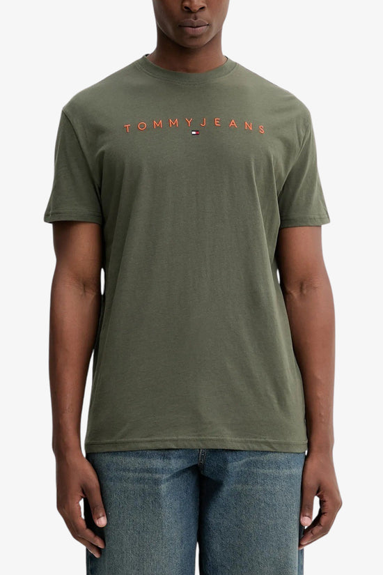  T-Shirt Maniche Corte Logo Lineare Ricamato tommy jeans 