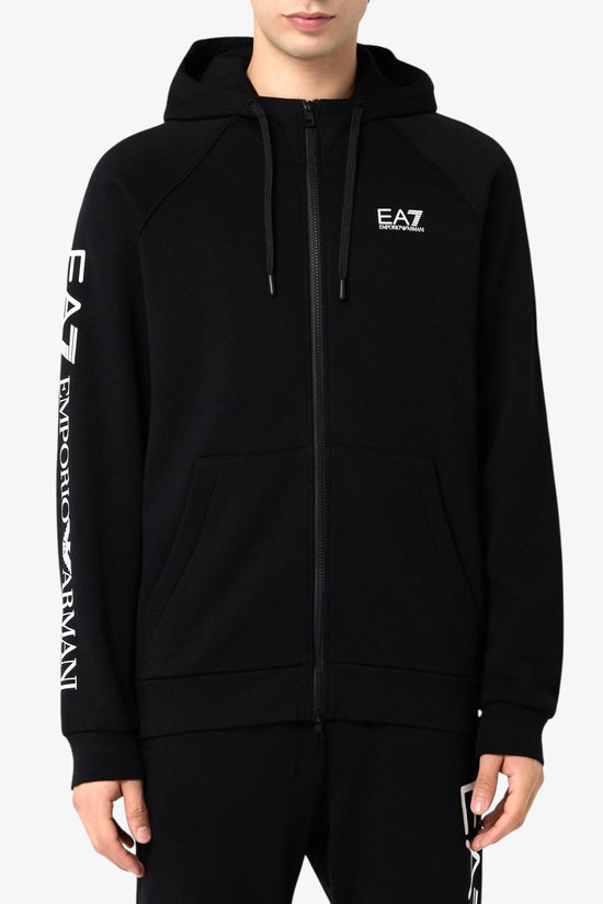  Felpa Full Zip Con Cappuccio Stampa Logo Series Su Manica emporio armani ea7 