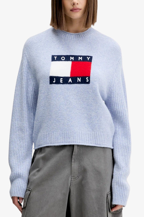  Maglione Girocollo Mélange Con Grafica Bandiera tommy jeans 
