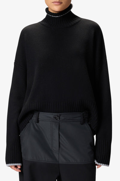 pinko Dolcevita Maglione Con Profili In Misto Cashmere Nero Donna