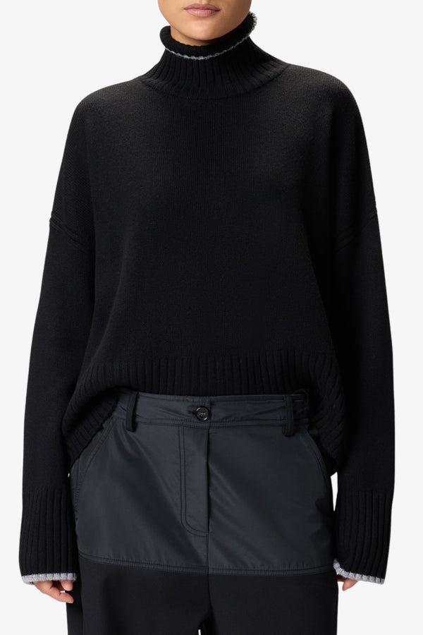 pinko Dolcevita Maglione Con Profili In Misto Cashmere Nero Donna, foto 1