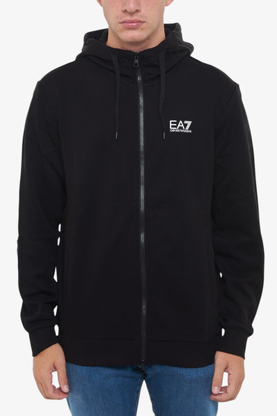 emporio armani ea7 Felpa Full Zip Con Cappuccio Core Identity Nero Uomo, foto 1