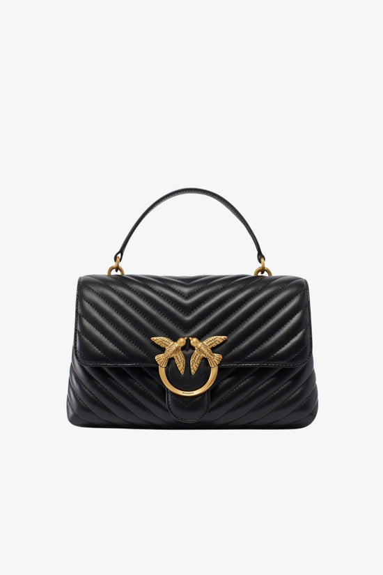  Borsa A Tracolla Media Love Bag Puff In Pelle Nappa Chevron pinko 