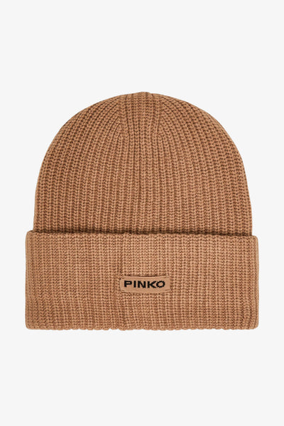 pinko Berretto Con Risvolto Beige Donna