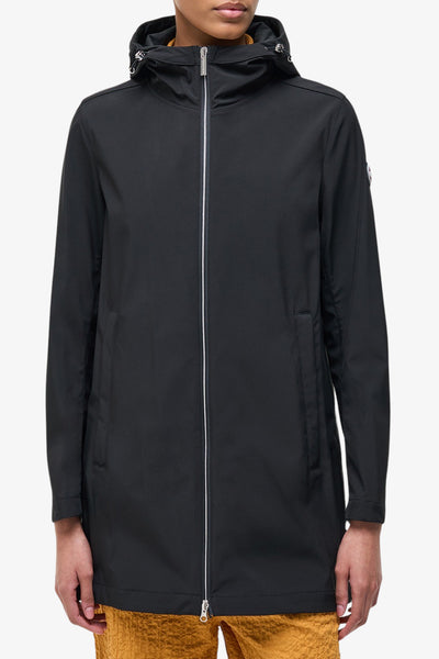colmar Giacca Lunga Full Zip Con Cappuccio Impermeabile Nero Donna