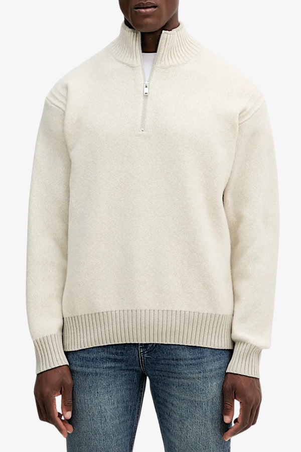 boss Maglione 1/2 Zip In Misto Lana Yak Bianco Uomo, foto 1