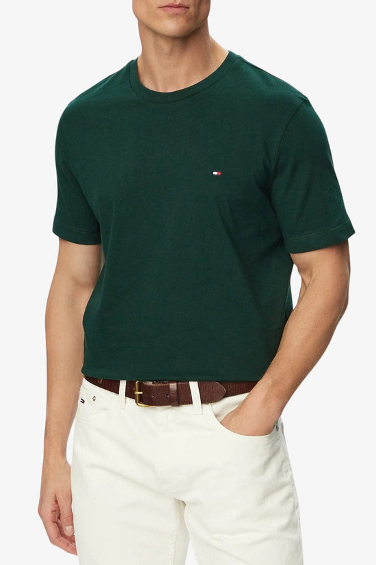  T-Shirt Maniche Corte Logo Bandierina Ricamato-tommy hilfiger-Verde-Special_-Mw0mw39995 mbn-1  